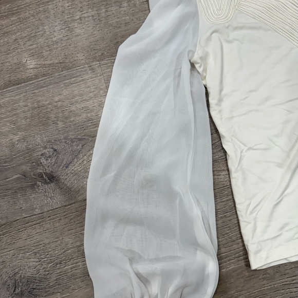 Gracia Ivory Textured Blouse with Sheer Accents - Picture 5 of 5